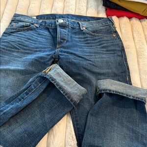 True Religion Liv. Dark Blue, low rise, relaxed, skinny, button fly jeans